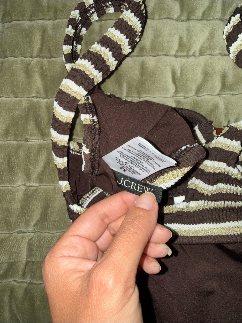 J. Crew Cream & Brown Striped Bikini Bottoms - Picture 5 of 7